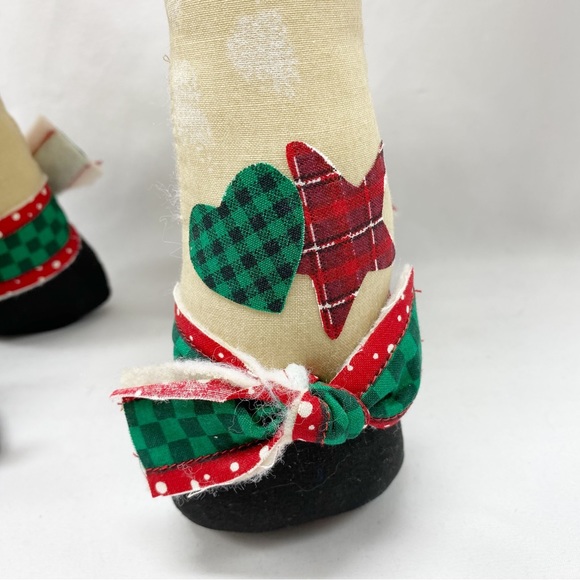 Vintage Handmade Folk Art Fabric Reindeer Couple Boy Girl 2 Pc. - Picture 12 of 16